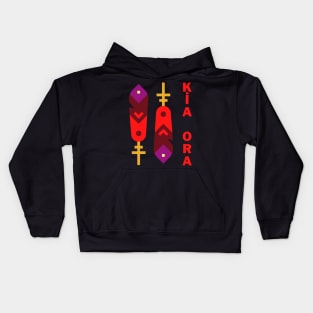 Red Kia Ora and Silver fern Design Kids Hoodie